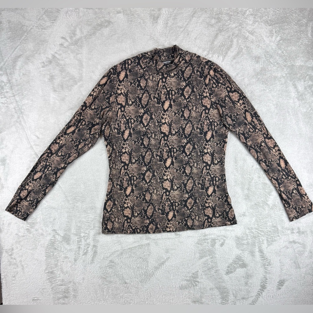 Liverpool Los Angeles Snake Print Mock Neck Long Sleeve Top Women Size Small